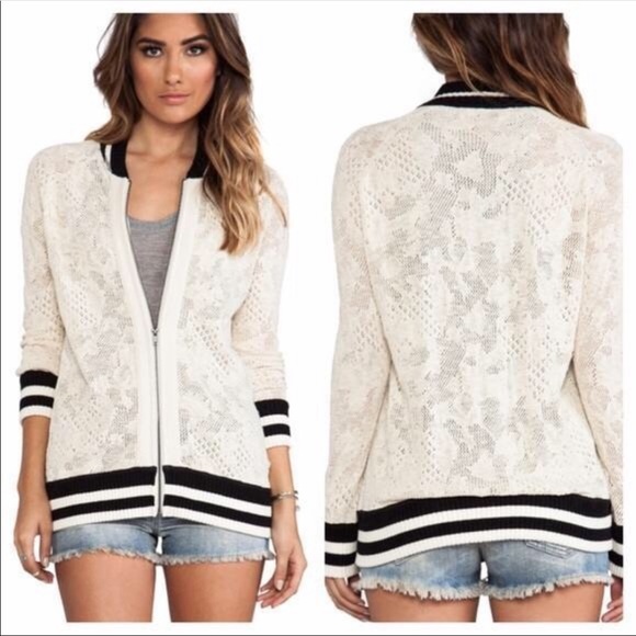 Free People Sweaters - Free people lace oversized bomber jacket xs